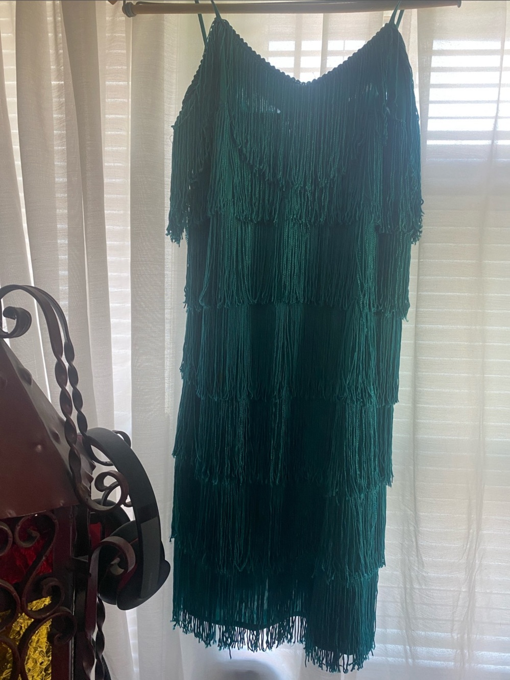 Teal Fringe Midi Dress - Unbranded